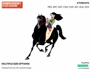 Mulan Riding Khan - Disney's Mulan - Embroidery Design in 3 sizes & 8 formats