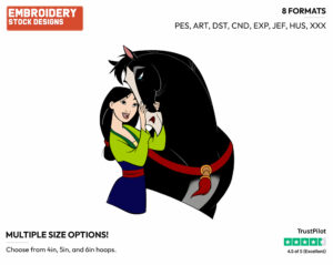 Mulan, Khan The Horse - Disney's Mulan - Embroidery Design in 3 sizes & 8 formats