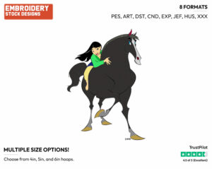 Mulan Riding Khan - Disney's Mulan - Embroidery Design in 3 sizes & 8 formats