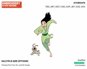 Mulan, Little Brother Running - Disney's Mulan - Embroidery Design in 3 sizes & 8 formats