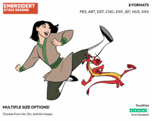 Mulan, Mushu Training - Disney's Mulan - Embroidery Design in 3 sizes & 8 formats