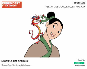 Mulan, Mushu - Disney's Mulan - Embroidery Design in 3 sizes & 8 formats