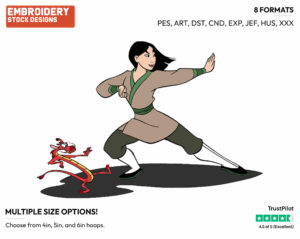 Mulan, Mushu Training - Disney's Mulan - Embroidery Design in 3 sizes & 8 formats