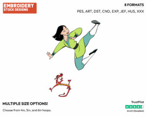 Mulan, Mushu Training - Disney's Mulan - Embroidery Design in 3 sizes & 8 formats