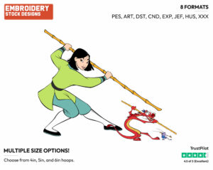 Mulan, Mushu Training - Disney's Mulan - Embroidery Design in 3 sizes & 8 formats