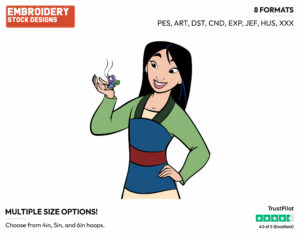 Mulan Holding Crikee - Disney's Mulan - Embroidery Design in 3 sizes & 8 formats