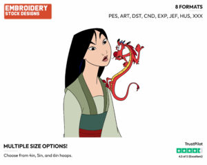 Mulan, Mushu - Disney's Mulan - Embroidery Design in 3 sizes & 8 formats