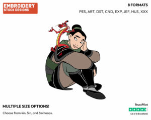 Soldier Mulan, Mushu - Disney's Mulan - Embroidery Design in 3 sizes & 8 formats