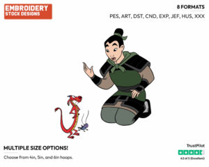 Mulan, Mushu, Cri-Kee - Disney's Mulan - Embroidery Design in 3 sizes & 8 formats