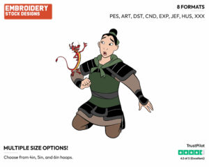 Soldier Mulan, Mushu - Disney's Mulan - Embroidery Design in 3 sizes & 8 formats