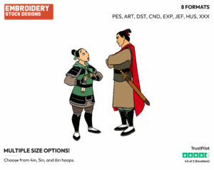 Soldier Mulan, Shang - Disney's Mulan - Embroidery Design in 3 sizes & 8 formats