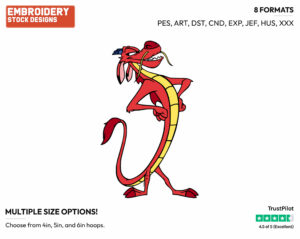 Mushu - Disney's Mulan - Embroidery Design in 3 sizes & 8 formats