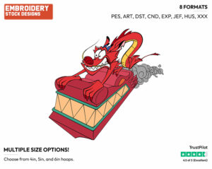 Mushu On Canon - Disney's Mulan - Embroidery Design in 3 sizes & 8 formats