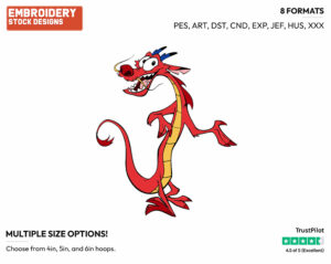 Mushu - Disney's Mulan - Embroidery Design in 3 sizes & 8 formats