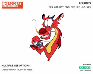 Mushu, Cri-Kee - Disney's Mulan - Embroidery Design in 3 sizes & 8 formats