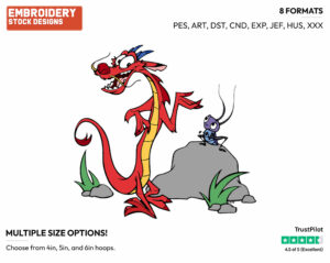 Mushu, Cri-Kee - Disney's Mulan - Embroidery Design in 3 sizes & 8 formats