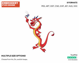 Mushu, Cri-Kee - Disney's Mulan - Embroidery Design in 3 sizes & 8 formats