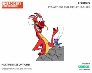 Mushu, Cri-Kee - Disney's Mulan - Embroidery Design in 3 sizes & 8 formats