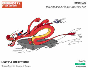 Mushu, Cri-Kee - Disney's Mulan - Embroidery Design in 3 sizes & 8 formats