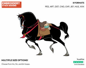 Khan The Horse - Disney's Mulan - Embroidery Design in 3 sizes & 8 formats