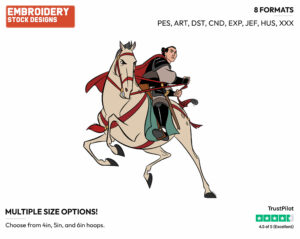 Shang Riding Horse - Disney's Mulan - Embroidery Design in 3 sizes & 8 formats