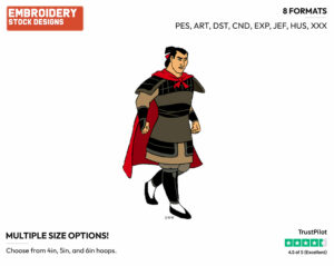 Shang - Disney's Mulan - Embroidery Design in 3 sizes & 8 formats