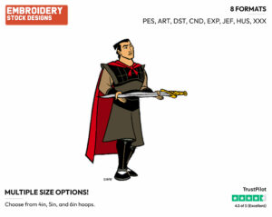 Shang Carrying Sword - Disney's Mulan - Embroidery Design in 3 sizes & 8 formats