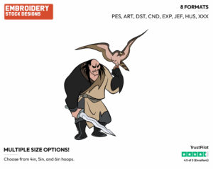 Shan-Yu With His Falcon - Disney's Mulan - Embroidery Design in 3 sizes & 8 formats