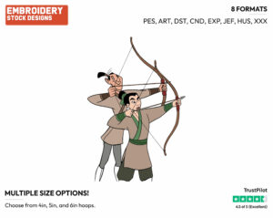 Mulan, Ling, Bows, Arrows - Disney's Mulan - Embroidery Design in 3 sizes & 8 formats