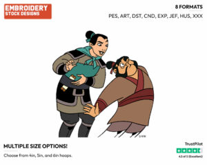 Mulan, Strikes Yao On Back - Disney's Mulan - Embroidery Design in 3 sizes & 8 formats