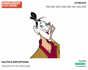Ling Disguised As A Woman - Disney's Mulan - Embroidery Design in 3 sizes & 8 formats