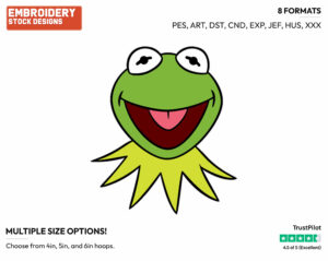 Kermit The Frog's Face - Disney's The Muppets - Embroidery Design in 3 sizes & 8 formats