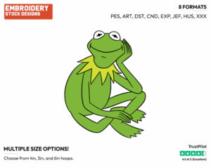 Kermit The Frog - Disney's The Muppets - Embroidery Design in 3 sizes & 8 formats