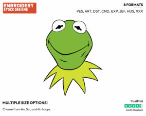 Kermit The Frog's Face - Disney's The Muppets - Embroidery Design in 3 sizes & 8 formats