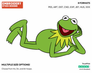 Kermit The Frog - Disney's The Muppets - Embroidery Design in 3 sizes & 8 formats