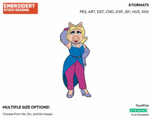 Miss Piggy - Disney's The Muppets - Embroidery Design in 3 sizes & 8 formats