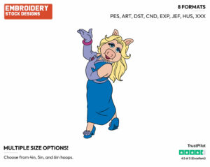 Miss Piggy - Disney's The Muppets - Embroidery Design in 3 sizes & 8 formats