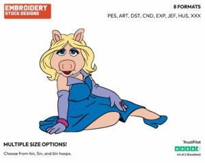 Miss Piggy - Disney's The Muppets - Embroidery Design in 3 sizes & 8 formats