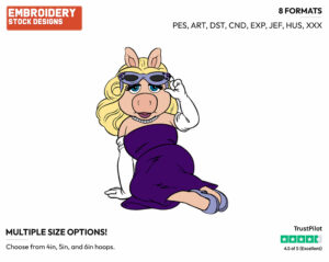 Miss Piggy - Disney's The Muppets - Embroidery Design in 3 sizes & 8 formats