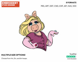 Miss Piggy - Disney's The Muppets - Embroidery Design in 3 sizes & 8 formats