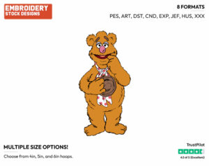Fozzie - Disney's The Muppets - Embroidery Design in 3 sizes & 8 formats