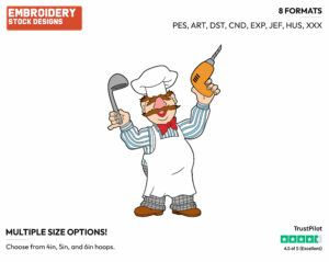 Swedish Chef - Disney's The Muppets - Embroidery Design in 3 sizes & 8 formats