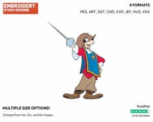 Goofy - Disney's The Three Musketeers - Embroidery Design in 3 sizes & 8 formats