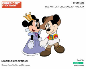 Mickey & Minnie Mouse - Disney's The Three Musketeers - Embroidery Design in 3 sizes & 8 formats