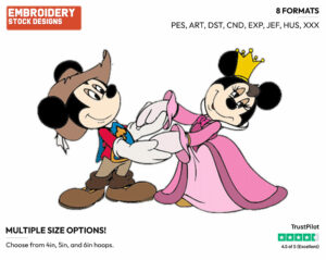 Mickey & Minnie Mouse - Disney's The Three Musketeers - Embroidery Design in 3 sizes & 8 formats
