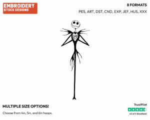 Jack Skellington - Disney's The Nightmare Before Christmas - Embroidery Design in 3 sizes & 8 formats