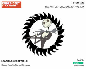Jack Skellington - Disney's The Nightmare Before Christmas - Embroidery Design in 3 sizes & 8 formats