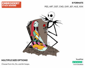Jack Offering Sally A Rose - Disney's The Nightmare Before Christmas - Embroidery Design in 3 sizes & 8 formats