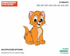 Oliver - Disney's Oliver and Company - Embroidery Design in 3 sizes & 8 formats
