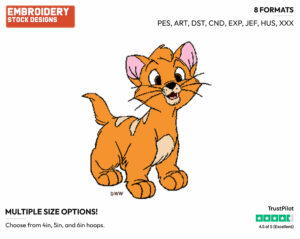 Oliver - Disney's Oliver and Company - Embroidery Design in 3 sizes & 8 formats